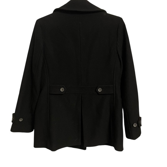 Talbots Black Wool Blend Double Breasted Pea Coat Jacket Womens 10 - Picture 4 of 6